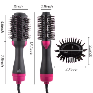 Detailed size dimensions of the hot air brush showing overall length and brush head diameter
