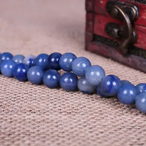 Polished natural blue aventurine round beads for DIY jewelry making and bracelets