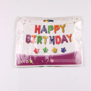 Packaged 16-inch macaron gradient Happy Birthday foil balloon set with stars