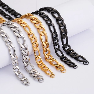 Polished titanium steel necklaces for men in silver, gold, and black colors