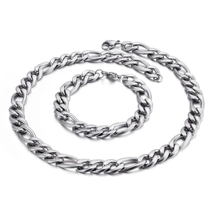 Figaro Curb Chain Necklace Stainless Steel 18K Gold Plated High Polished Hip Hop Punk Streetwear Jewelry For Men Women