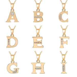 Alphabet Initial Necklace Copper Cubic Zirconia Letter Pendant Personalized Jewelry For Women Elegant Gold Silver Color