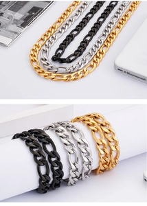 Detailed flat curb chain in gold, silver and black finishes for jewelry making