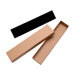 Rectangle kraft paper jewelry box with black foam insert for necklace and pen packaging