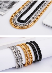 Detailed comparison of bold Cuban necklaces and bracelets in gold, silver, and black finish