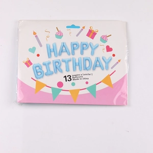 Blue Happy Birthday foil balloons kit 13-piece pack in transparent plastic packaging
