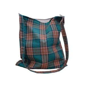Sac fourre-tout en toile à carreaux orange et bleu de style japonais décontracté