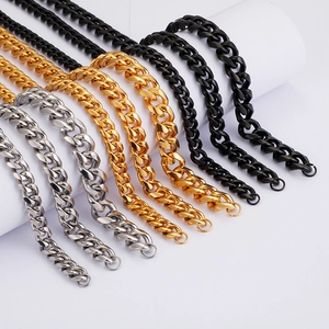 Collana a catena cubana da 9mm in acciaio inossidabile oro, argento e nero uomo e donna