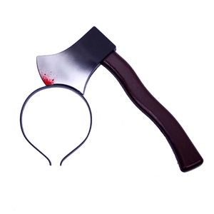 Halloween headband with bloody axe design for spooky prank and party decoration