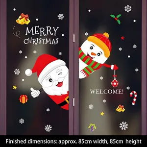 Christmas Santa and Snowman window stickers for glass door decoration, 85x85cm size