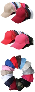 Selection of breathable mesh baseball caps in various colors with adjustable strap back
