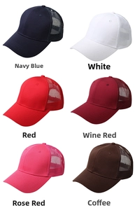 Detailed grid view of assorted ponytail baseball caps with breathable mesh backs
