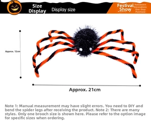 Detailed view of Halloween spider decoration with 21cm width and DIY plush legs