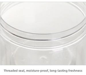 Macro view of screw-thread seal on plastic food jar for moisture-proof storage