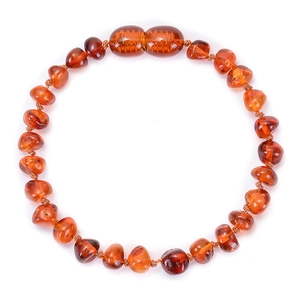 Natural Baltic amber beads baby bracelet with irregular orange stones and twist clasp