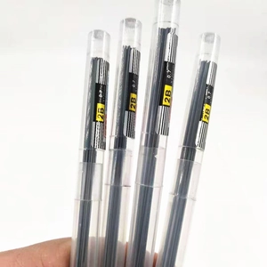 Close-up of four 0.7mm 2B graphite mechanical pencil refills in 120mm clear tubes