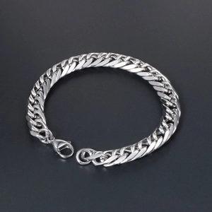 Minimalist silver stainless steel Cuban link bracelet for men and women with lobster clasp
