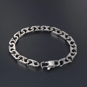 Minimalist silver mesh chain bracelet in titanium steel for men and women