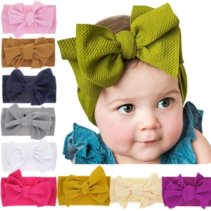 Baby Girls Waffle Knit Headbands Wide Elastic Hair Bands Large Bow Soft Solid Color Newborn Infant Toddler Hair Accessories