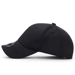 Classic black stretch-fit baseball cap with breathable pinhole fabric and curved brim