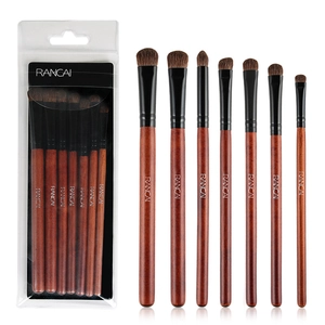 Kit de 7 pinceaux de maquillage pour les yeux avec manches en bois d'acajou et poils doux