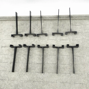 Set of 10 black T-shaped plastic headband display stand snap connectors for DIY accessories