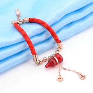 Bracciale In Corda Rossa Con Ciondolo A Zucca In Acciaio Al Titanio Oro Rosa E Fascino Di Moneta Gioielli Portafortuna
