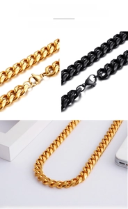 Dettagli delle catene cubane da 9mm in acciaio inossidabile color oro e nero opaco