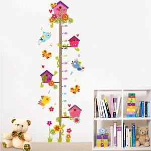 Wandtattoo Messlatte mit Vögeln und Ästen für Kinderzimmer und Kindergarten FX108