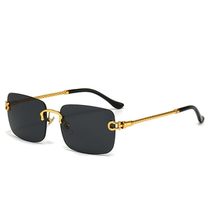 Rimless Rectangle Sunglasses For Women And Men Fashion UV400 Metal Twisted Legs Gradient Lenses Vintage Eyewear