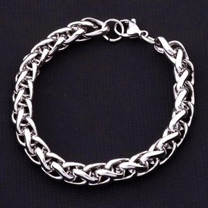 Hip Hop Men Stainless Steel Keel Chain Bracelet Silver Tone Double Layer Wheat Link Wristband Punk Jewelry Unisex