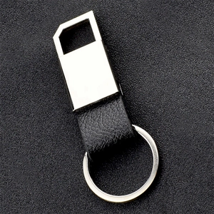 Business Zinc Alloy Genuine Leather Car Keychain For Men Women Lychee Texture Key Ring Silver Black Metal Key Holder