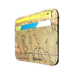 Slim world map card holder wallet with vintage patterns and multiple functional card slots