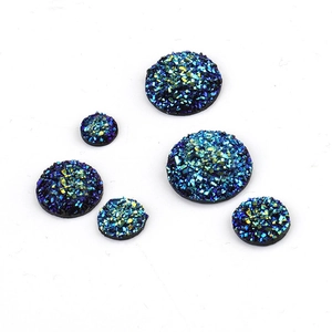 Sparkly dark blue round resin druzy cabochons in various sizes for DIY craft jewelry