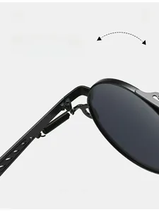 Detail of durable texture hinge and spring structure on steampunk sunglasses frame