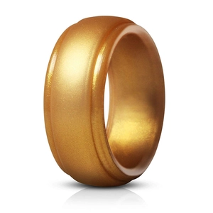 Silicone Wedding Ring Band Men Women Grooved Matte Finish Sports Fitness Outdoor Gym Waterproof Durable Finger Jewelry