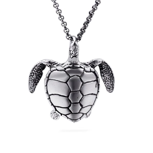 Sea Turtle Pendant Necklace Stainless Steel Retro Punk Hip Hop Animal Charm Jewelry For Men Women