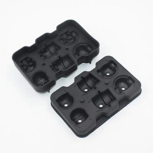 Detail view of black food-grade silicone skull ice mold for crafting unique ice cubes