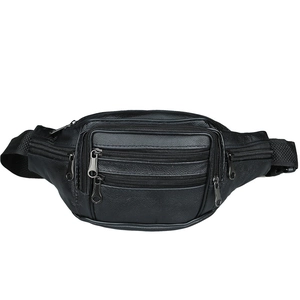 Marsupio versatile in vera pelle nera da uomo con tasche multiple e tracolla regolabile