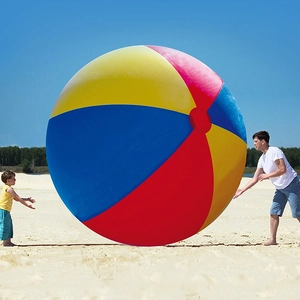 Huge inflatable PVC beach ball with multi-color panels for outdoor family fun