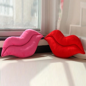 Sexy red and pink lip shaped plush throw pillows for home decor and office use