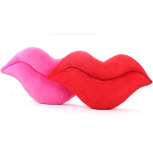 Plush red and pink lip-shaped pillows for home decor and office back support