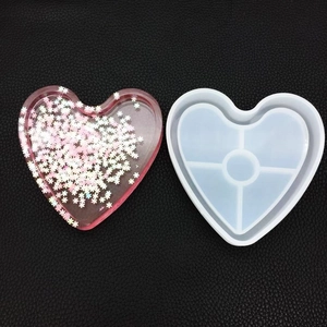 DIY heart silicone mold and resin coaster with delicate pink flower sequins detail