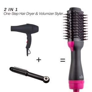 Black and pink 2-in-1 one-step hair dryer and volumizer styler functions detail view