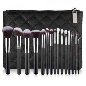 Professional Cosmetic Makeup Brushes With Storage Bag Synthetic Fiber Bristles Wood Handle Foundation Powder Eye Shadow Tools