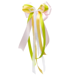 Nœud décoratif en dentelle rose et vert pour rétroviseurs et poignées de mariage