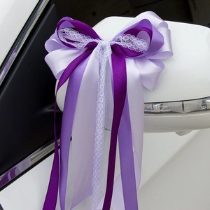 Nœud décoratif violet élégant pour rétroviseur de voiture de mariage et poignées