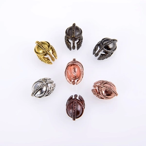 Spartan helmet metal beads in various antique metallic finishes for DIY jewelry making