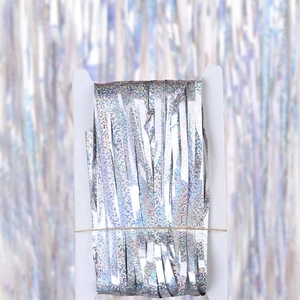 Silver laser metallic fringe curtain for birthday party and stage background decor
