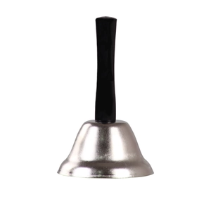Classic silver hand bell with black handle for Christmas decor and service use